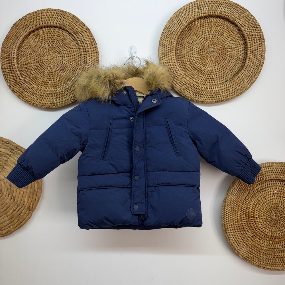 Zara Kids Blue Puffer Winter Coat Baby Boys 9-12M